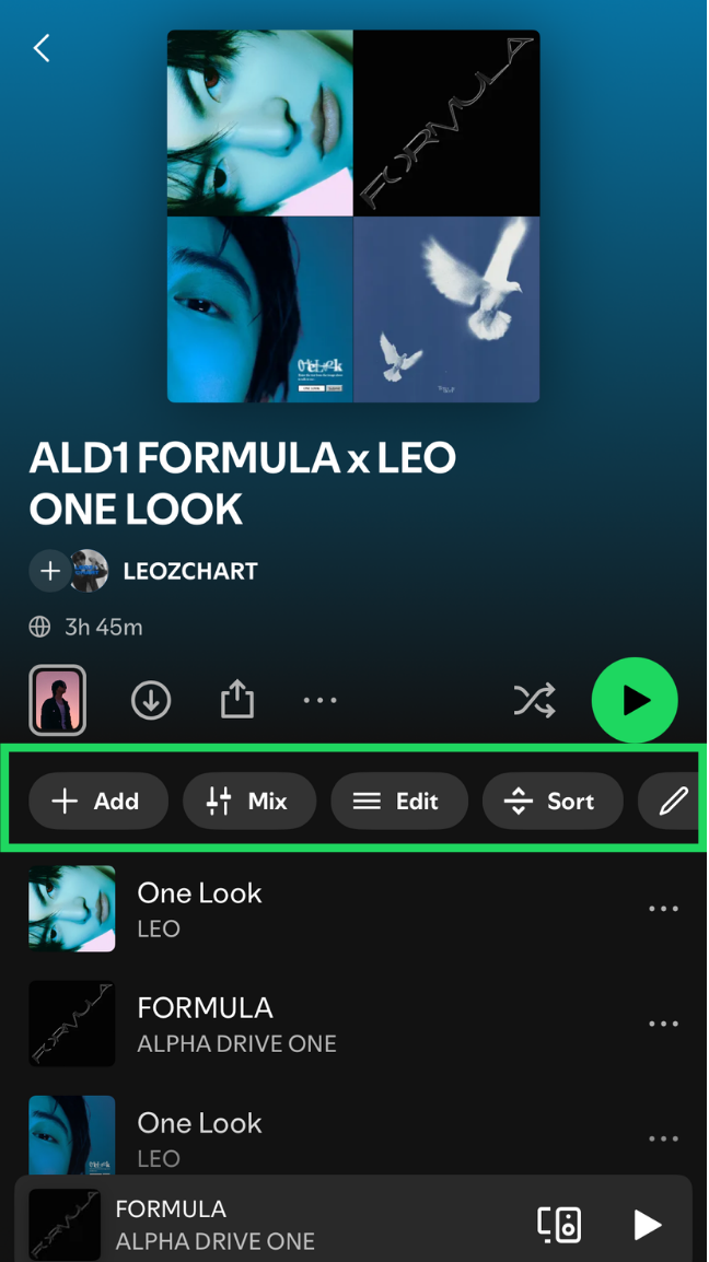 Spotify new playlist screen used to save a copied playlist