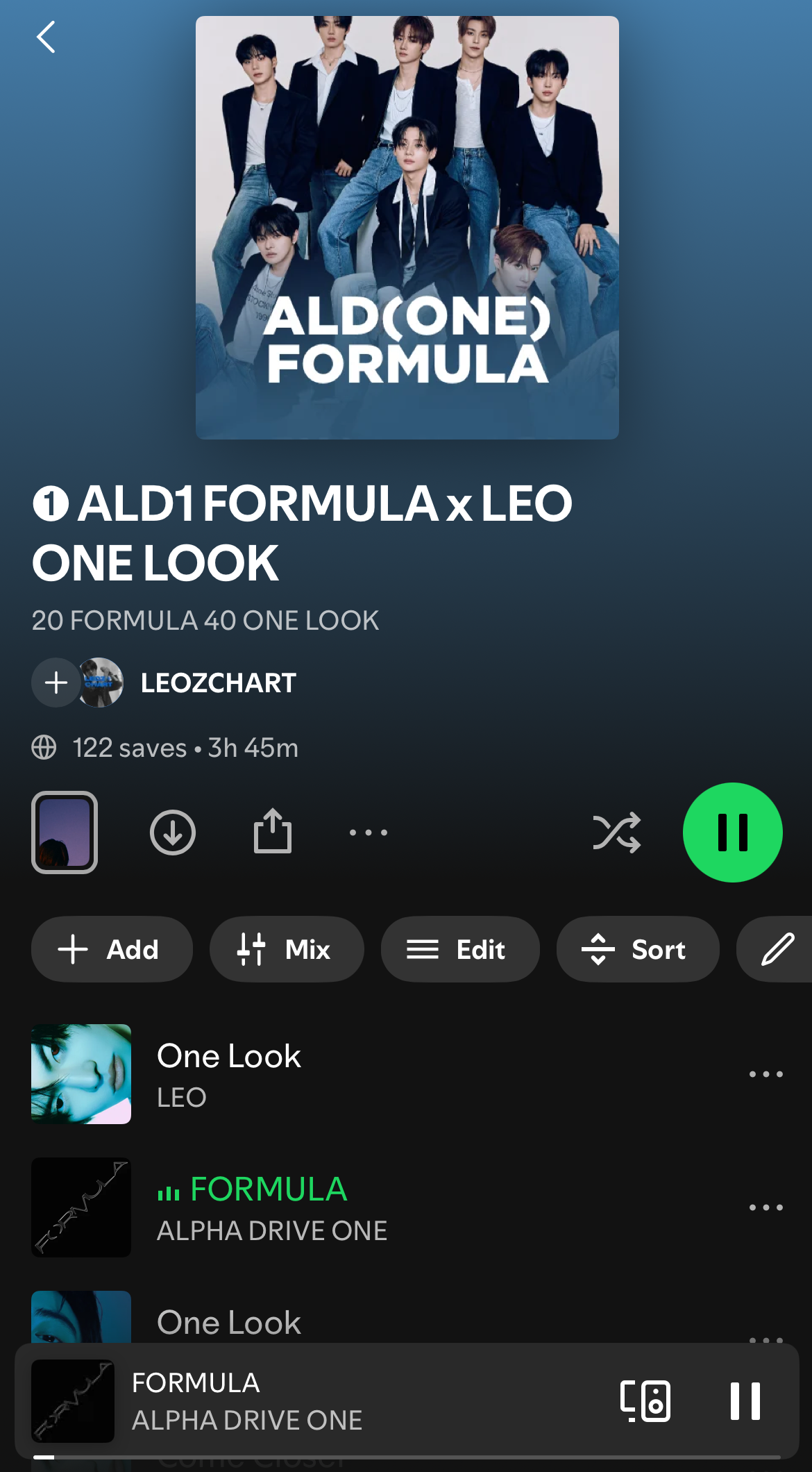 A personal Spotify playlist containing LEO songs